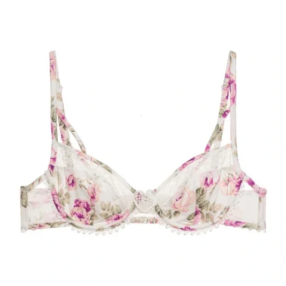 Victoria’s Secret For Love & Lemons Bra Mary Rose Underwire Small White Floral